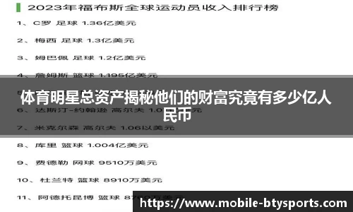 体育明星总资产揭秘他们的财富究竟有多少亿人民币
